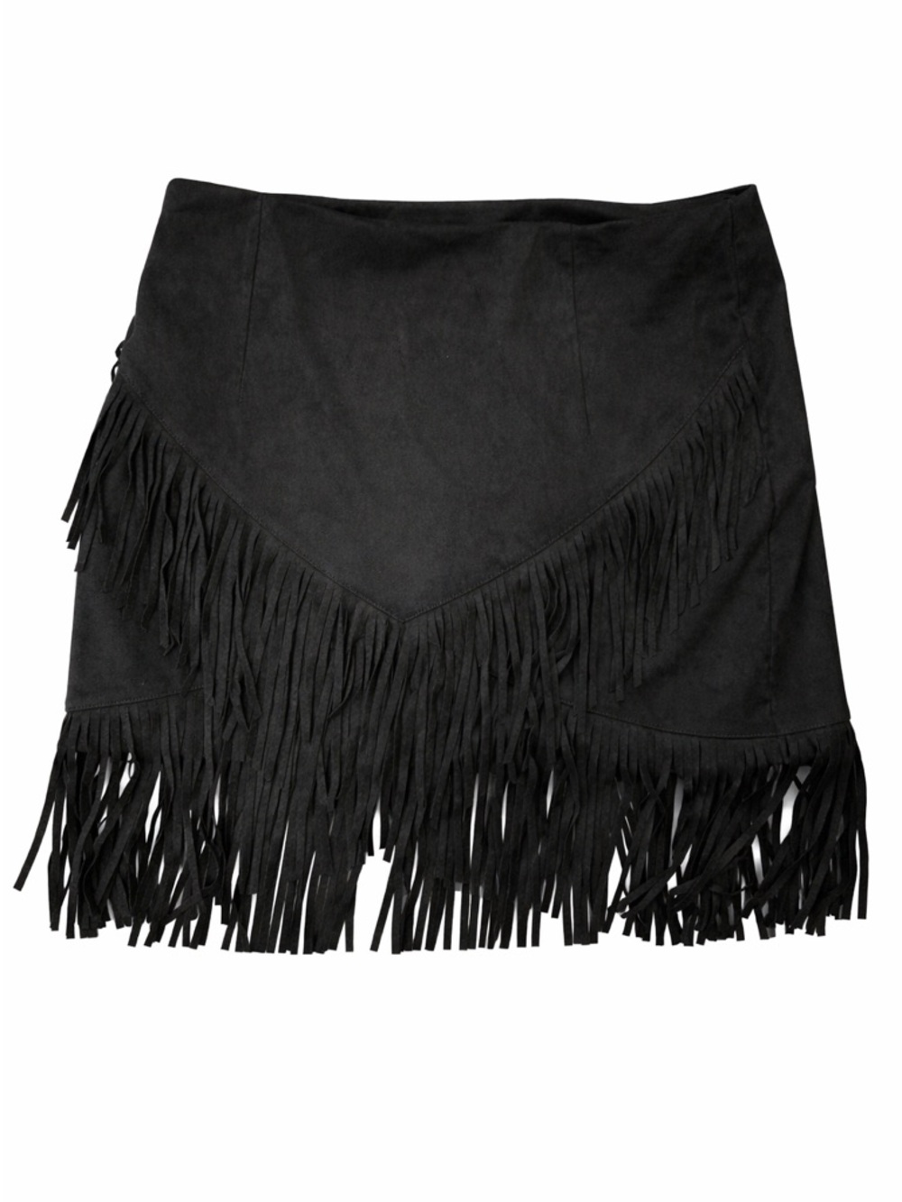 Halara Boho Fringe Skort Faux Suede Mini Skirt 2-in-1 Western Black M - Picture 7 of 7